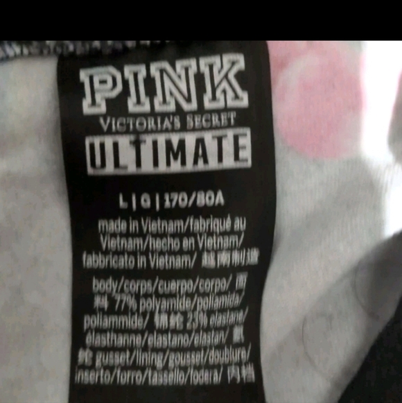 VS Pink Ultimate Leggings Cherry Print / Black Sz L Victoria Secret Gym Leggings - Picture 4 of 4